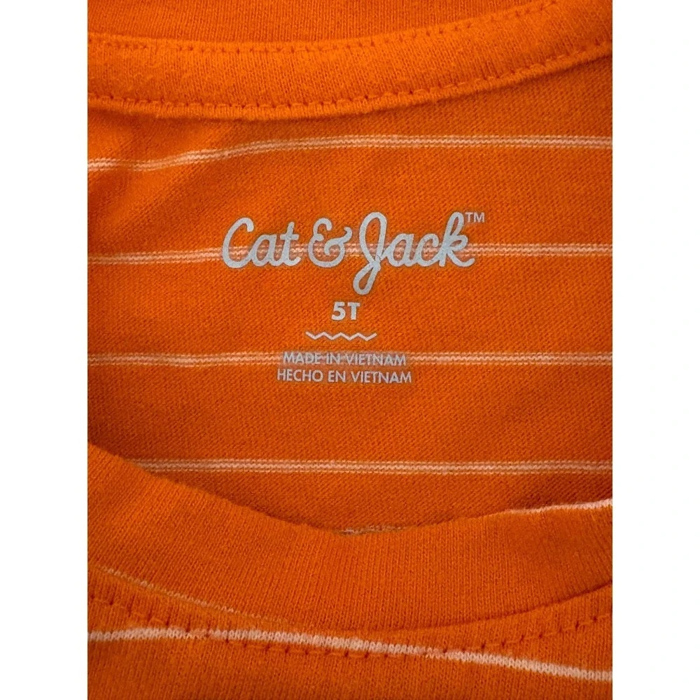 Cat & Jack Girls 5T Halloween Black Cat Tutu Dress Orange Striped Long Sleeve